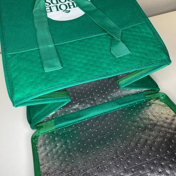 Set of 10 Whole Foods Market Green White Insulated Hot Cold Cooler Tote Bag NEW!